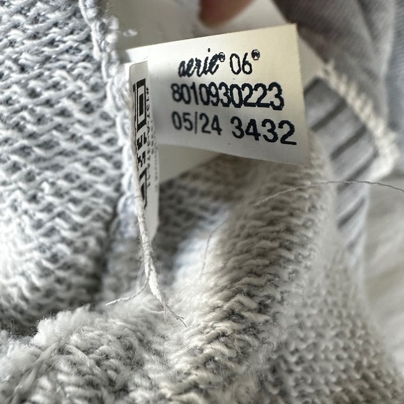 Aerie Sweater Cardigan Oversized V-Neck Button Front French Terry Grey Size XS - Picture 9 of 9
